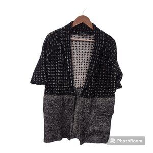 Women's Rene Lezard Black & Gray Crocheted Cardigan Size 38